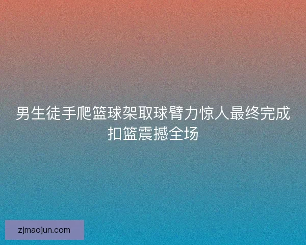 男生徒手爬篮球架取球臂力惊人最终完成扣篮震撼全场
