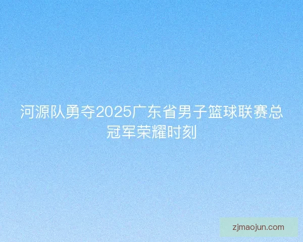 河源队勇夺2025广东省男子篮球联赛总冠军荣耀时刻